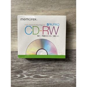New Memorex High Speed Blank CD-RW 5PK 12x 700MB/M